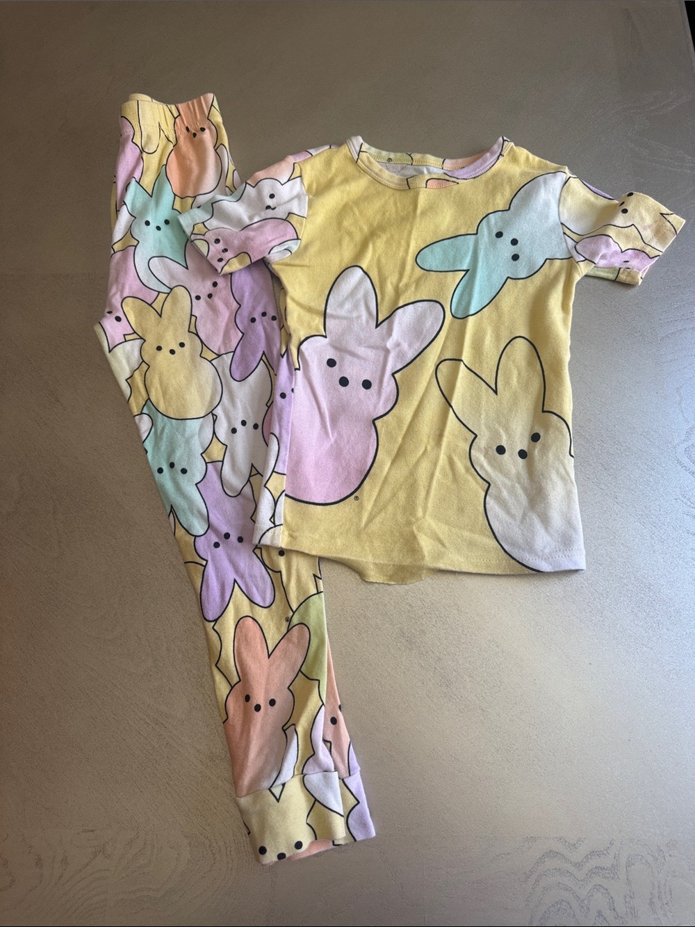 Yellow Pastel Bunny Kids Pajama Set